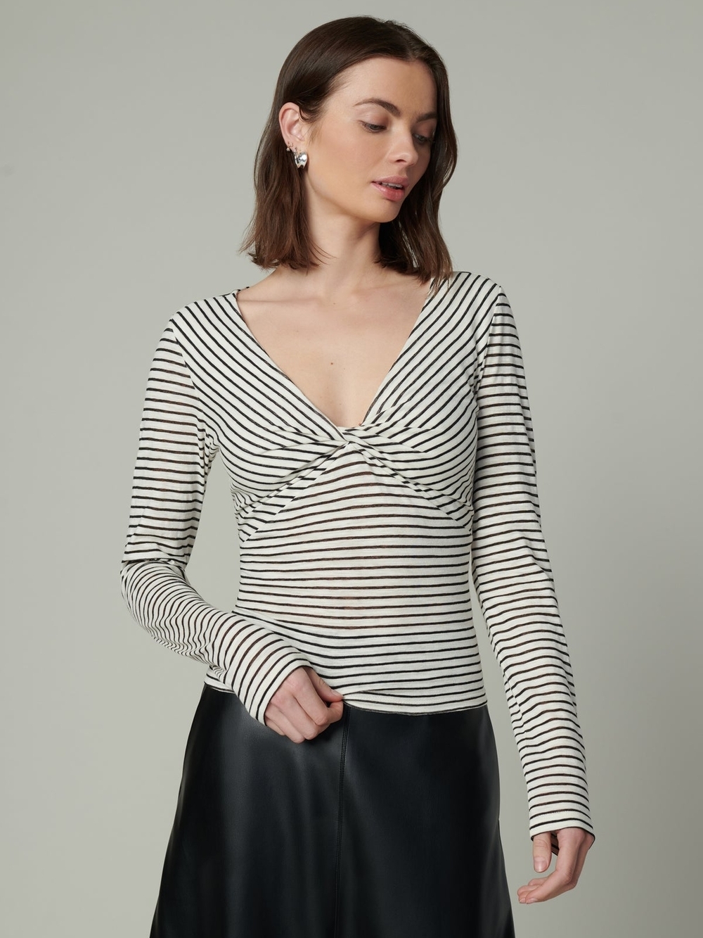 'The Ava' Stripe Twist V-Neck Top